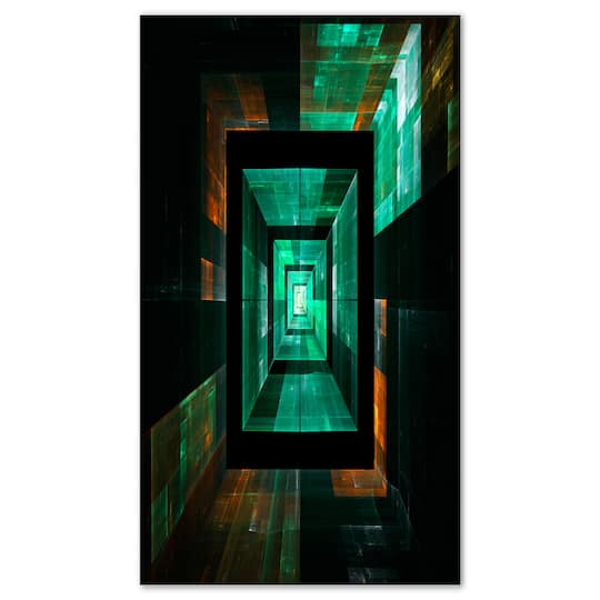 Designart Deep Green Infinite Cube Abstract Canvas Art Print